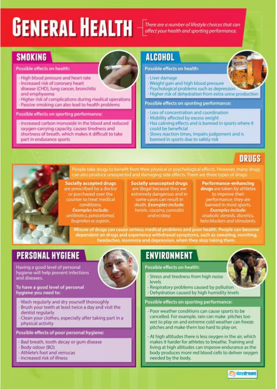 General Health Poster, Physical Education Poster, PE Poster, Sports Ed Poster, Sport Education Poster, Physical Education Chart, PE Chart, Sports Ed Chart, Sport Education Chart